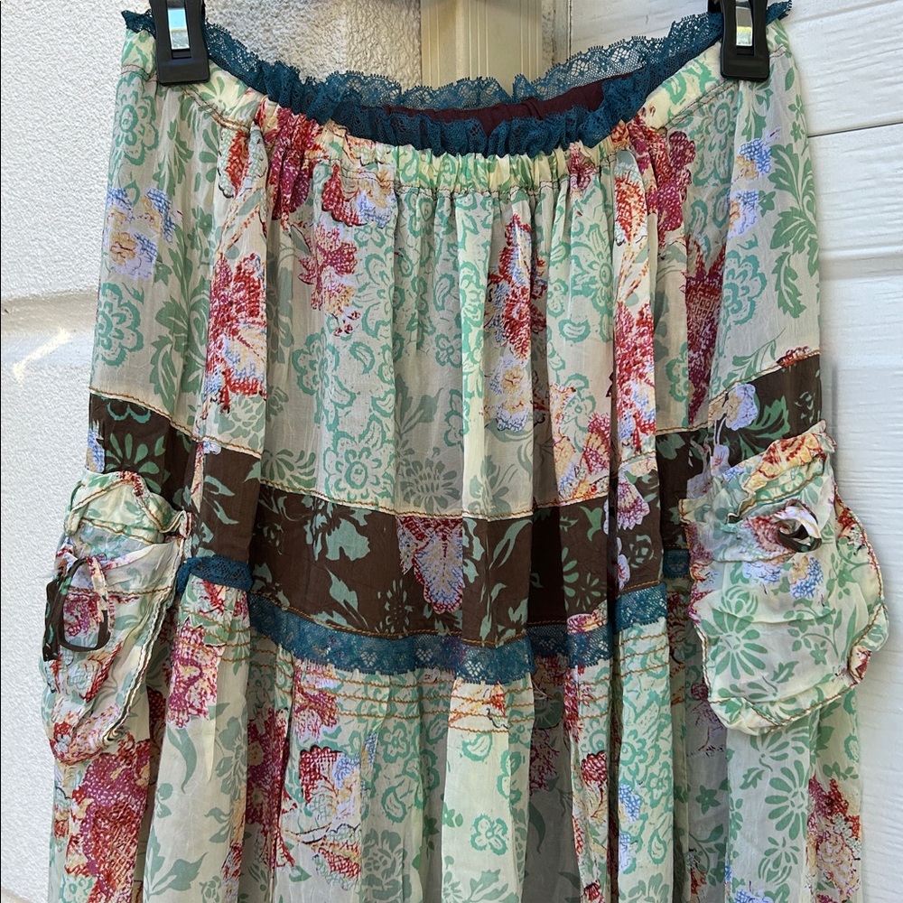 JOHNNY WAS Tiered Boho Maxi Skirt w/ Pockets - Picture 3 of 7